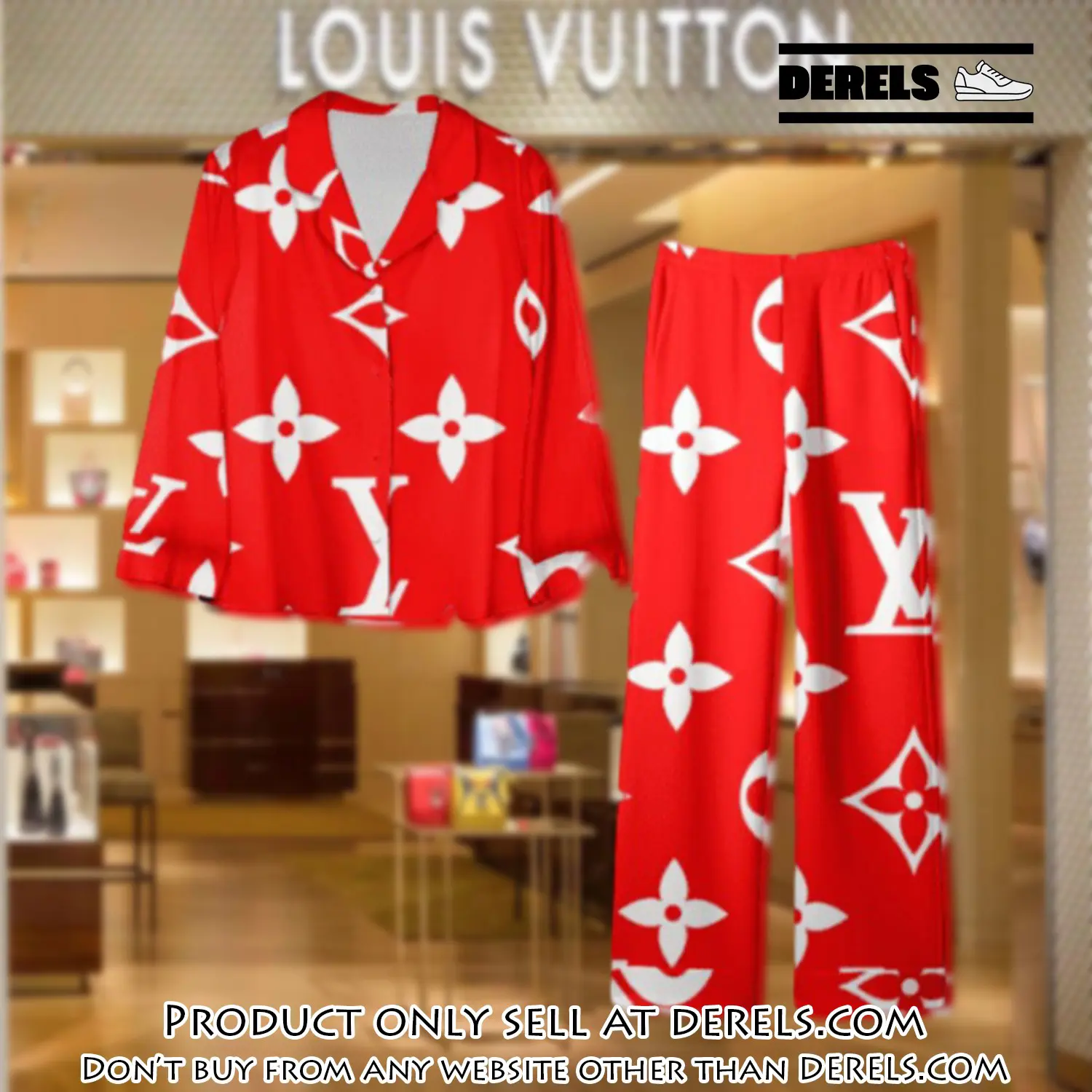 Trending luxury lv satin pajama set pjs1094 dr3426291
